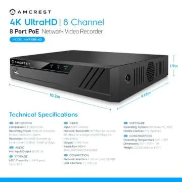 Amcrest 4K Security Camera System with POE NVR and Cameras