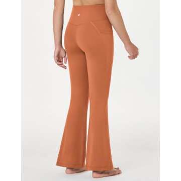 BALEAF Girls' Flare Leggings Cross High Waisted Bootcut Yoga Dance Pants Kids Bell Bottoms Leggings with Pockets