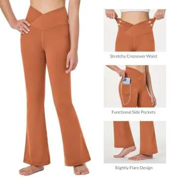 BALEAF Girls' Flare Leggings Cross High Waisted Bootcut Yoga Dance Pants Kids Bell Bottoms Leggings with Pockets