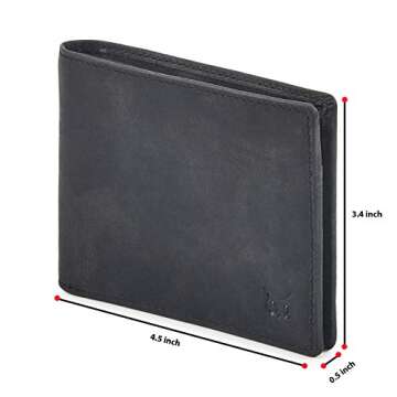 Real Leather Mens Bifold Wallet RFID Blocking Slim Minimalist Front Pocket - Thin & Stylish with ID ...