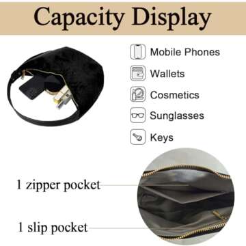 Suede Shoulder Bag for Women Slouchy Crescent Hobo Handbag Fashion Satchel Purse with Adjustable Strap 2024 Khaki