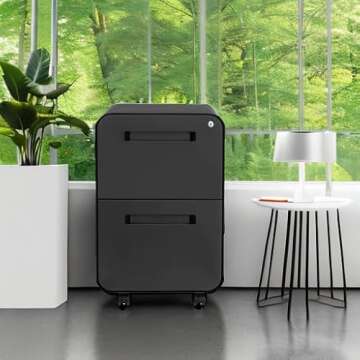 Laura Davidson Furniture Stockpile 2 Drawer Mobile File Cabinet - Under Desk Metal Filing Cabinet, L...