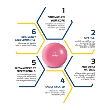 ProBody Pilates Ball - 9 Inch Core & Yoga Ball for Home Gym