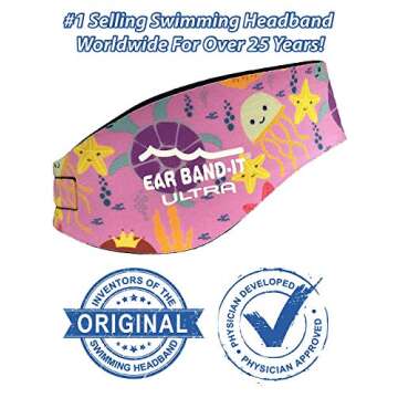 EAR BAND-IT Ultra Swimming Headband - Best Swimmer's Headband - Keep Water Out, Hold Earplugs in - Doctor Recommended - Secure Ear Plugs - Invented by ENT Physician - Medium (See Size Chart)