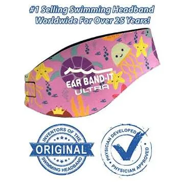 EAR BAND-IT Ultra Swimming Headband - Best Swimmer's Headband - Keep Water Out, Hold Earplugs in - Doctor Recommended - Secure Ear Plugs - Invented by ENT Physician - Medium (See Size Chart)