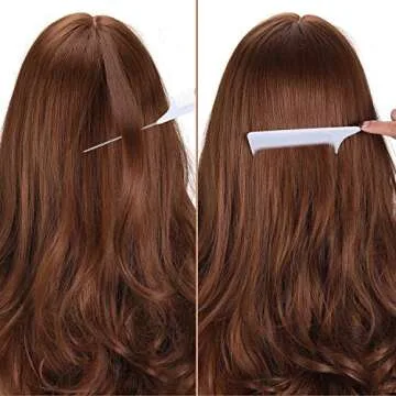 Leinuosen 3 Packs Rat Tail Comb Steel Pin Rat Tail Carbon Fiber Heat Resistant Teasing Combs with Stainless Steel Pintail (White)