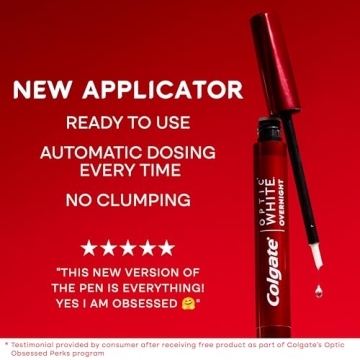 Colgate Optic White Overnight Teeth Whitening Pen, Teeth Stain Remover to Whiten Teeth, 35 Nightly Treatments