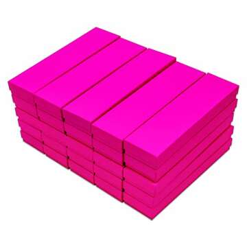 TheDisplayGuys - 25-pack #82 Cotton Filled Neon Kraft Paper Jewelry Box Gift Case - Fuchsia (8 1/16" x 2 1/4" x 1 3/8")