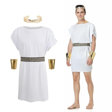 HAPNBCELE Toga Costume Men White Greek Roman Toga Cosplay Costume Dress Robe for Halloween Adult Par...