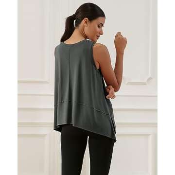 ODODOS Women's Modal Soft Sleeveless Crop Top Athletic Gym Workout Tee Cropped Yoga Tank, Black, Medium