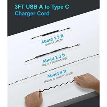 USB C Cable Fast Charging, 2Pack 3ft Coiled USB A to Type C Charge Cord for Car, USB-C Charging Cable Compatible with iPhone 16/15/Samsung Galaxy S20 S10 S9 S8 Plus Note 10 9 8 and More USB C Devices