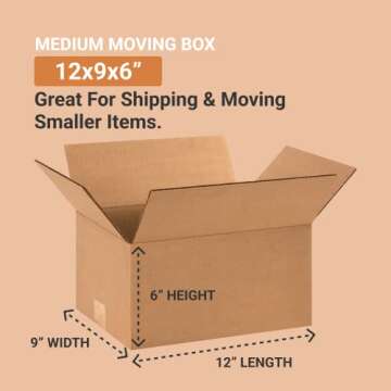 Aviditi Shipping Boxes Small 12"L x 9"W x 6"H, 25-Pack | Corrugated Cardboard Box for Packing, Moving and Storage