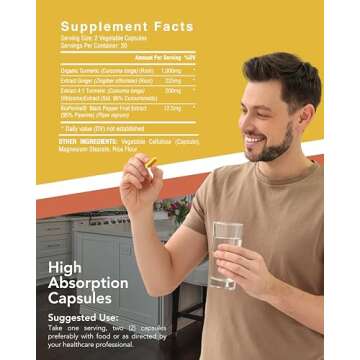 Organic Turmeric & Ginger Capsules for Joint & Digestion Support