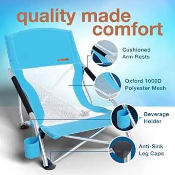 I&J BASICS Ultra Light Low Beach Chairs | 2 Pack