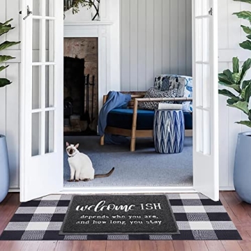 JJUUYOU Funny Welcome Mat for Indoor Outdoor Entrances