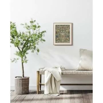 VIYYIEA Framed Canvas Wall Art, Vintage Wall Art for Living Room, Boho Oil Painting Picture Summer Home Decor Bathroom Wall Decor Gifts for Friends or Family -【Mirror Flower】-(10"x12")