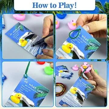 72 PCS Duck Tag Cruise Kits Duck Tags for Cruising Set Include Cruising Rubber Duck Tags Small Cruise Ducks Rubber Bands for Hiding Carnival