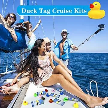 72 PCS Duck Tag Cruise Kits Duck Tags for Cruising Set Include Cruising Rubber Duck Tags Small Cruise Ducks Rubber Bands for Hiding Carnival