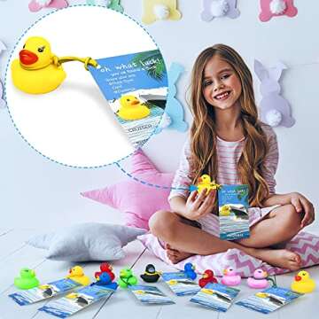 72 PCS Duck Tag Cruise Kits Duck Tags for Cruising Set Include Cruising Rubber Duck Tags Small Cruise Ducks Rubber Bands for Hiding Carnival