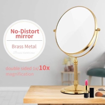 Gecious Gold Makeup Mirror 1X/10X Elegant Design