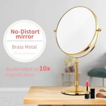 Gecious Gold Makeup Mirror 1X/10X Elegant Design
