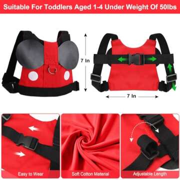 Accmor Toddler Leash Harness, Child Harness Baby Leash + Anti-Lost Wrist Link, Cute Kids Harness wit...
