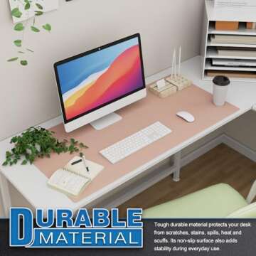 K KNODEL Large Desk Mat, Office Desk Pad, Computer Desk Mat, Laptop Mat for Desk, Desk Protecor Mat, Desktop Mat, Desk Writing Pad, Desk Blotter Pad, Desk Cover Mat (35.4"x17", Pink)