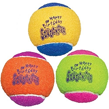 KONG SqueakAir Birthday Balls - Safe Fetch Tennis Balls