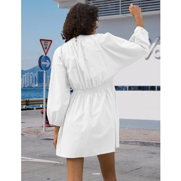 Trendy Tiko Miko Long Sleeve V Neck Swing Dress