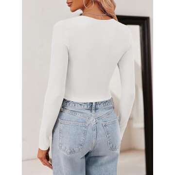 Tankaneo Women Crop Tops Long Sleeve Ribbed Slim Fit Workout Cropped Tee Y2K Short T-Shirts White