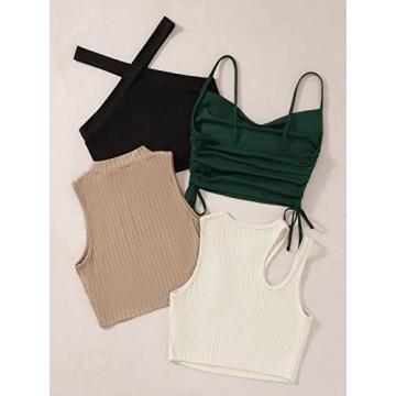 MakeMeChic Women's Ribbed Knit Crop Tops Pack Stylish Comfort