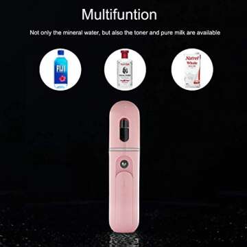 Nano Facial Mister, UrChoice Cool Mist 30ml Facial Handy Mist Sprayer - Support Adding Toner and Pure Milk, Moisturizing & Hydrating for Skin Care, Makeup, Eyelash Extensions(Pink)