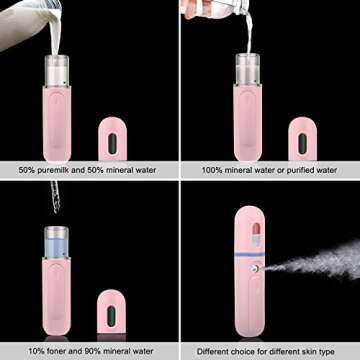 Nano Facial Mister, UrChoice Cool Mist 30ml Facial Handy Mist Sprayer - Support Adding Toner and Pure Milk, Moisturizing & Hydrating for Skin Care, Makeup, Eyelash Extensions(Pink)