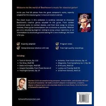 Beethoven for Classical Guitar: 50 Selections in Sheet Music with Tab (Classical Guitar Sheet Music)