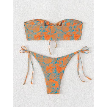 Stylish SHENHE Women's Strapless Tropical Swimsuit