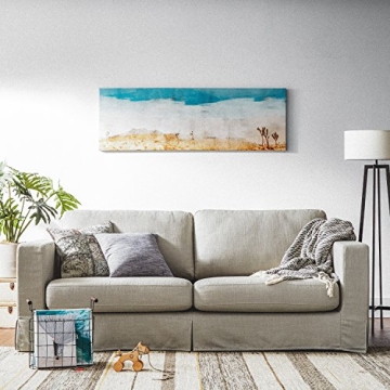 Art Deco Stone Beam Floor Lamp White Linen Shade Modern Lighting