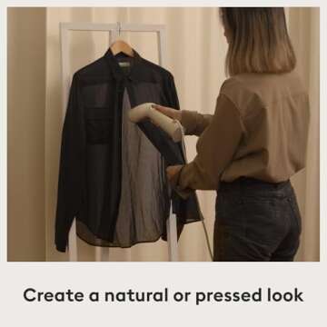 Steamery Handheld Clothes Steamer Cirrus 3, 1200W, US Plug, Heated Ironing Plate, Fast Heat Up, Garment Wrinkle Remover (Beige)