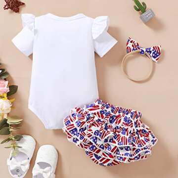 Mioglrie Independence Day Newborn Baby Girl Outfit for 4th of July