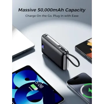 50000mAh Portable Charger with Built-in Cables & Fast Charging
