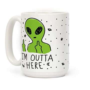LookHUMAN Alien Coffe Mug - Funny Coffee Mugs Adult Humor, Double Sided Print Ceramic Coffee Cups as...