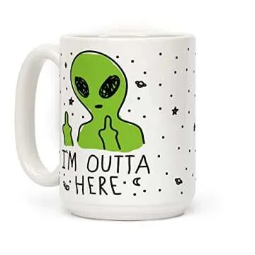 LookHUMAN Alien Coffe Mug - Funny Coffee Mugs Adult Humor, Double Sided Print Ceramic Coffee Cups as...