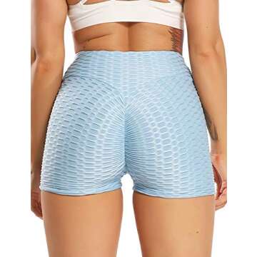 SEASUM Women Workout Shorts Brazilian Textured Booty Leggings Shorts Anti-Cellulite Scrunch Butt Lif...