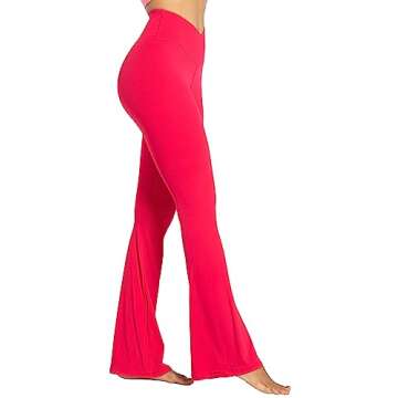 Sunzel Flare Leggings, Crossover Yoga Pants for Women with Tummy Control, High-Waisted and Wide Leg ...