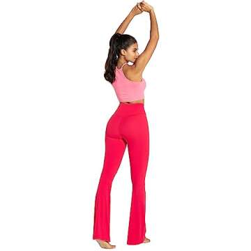 Sunzel Flare Leggings, Crossover Yoga Pants for Women with Tummy Control, High-Waisted and Wide Leg Red