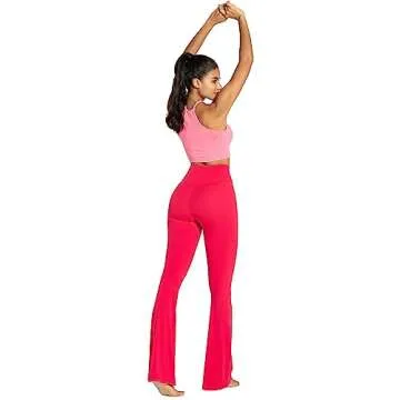 Sunzel Flare Leggings, Crossover Yoga Pants for Women with Tummy Control, High-Waisted and Wide Leg Red