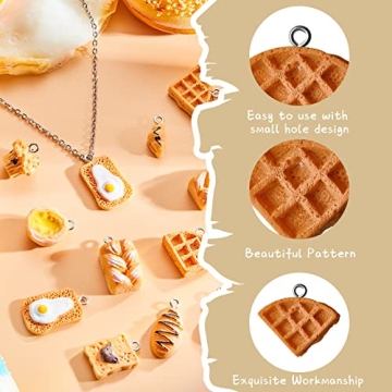 60 Handmade Food Charm Set for DIY Jewelry Crafting