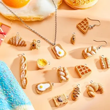 60 Handmade Food Charm Set for DIY Jewelry Crafting
