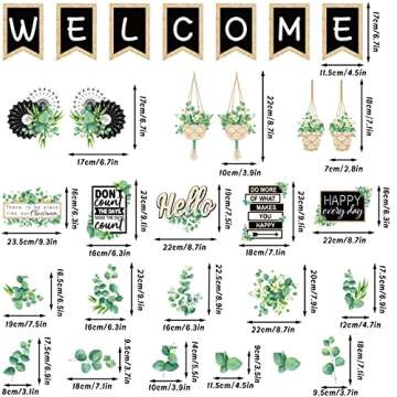 Whaline 29 Pieces Eucalyptus Bulletin Board Set Welcome Banner Simply Boho Bulletin Board Decor Boho...