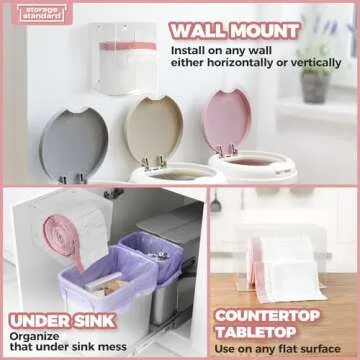 Storage Standard Trash Bag Holder Dispenser - Acrylic Trash Bag Dispenser Roll Holder, Garbage Bag H...