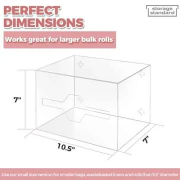 Storage Standard Trash Bag Holder Dispenser - Acrylic Trash Bag Dispenser Roll Holder, Garbage Bag Holder for Cabinet, Garbage Bag Dispenser Under Sink - Trash Bag Organizer for Home or Shops - Large